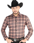 El General - Casual Long-Sleeve Shirt - Beige/Black 44697