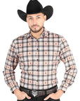 El General - Casual Long Sleeve Shirt - Beige/Black 44698