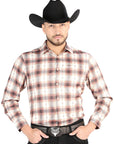 El General - Casual Long Sleeve Shirt - Orange/Beige 44699