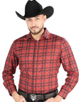 El General - Casual Long Sleeve Shirt - Red/Black 44705