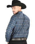 El General - Casual Long Sleeve Shirt - Gray/Blue 44706