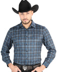 El General - Casual Long Sleeve Shirt - Gray/Blue 44706