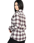 El General - Casual Long-Sleeve Shirt - Beige/Burgandy 44730