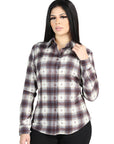 El General - Casual Long-Sleeve Shirt - Beige/Burgandy 44730