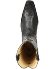 El General Men's Exotic Ostrich Leather Cowboy Boots - Black 45075