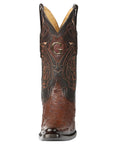 El General Men's Exotic Ostrich Leather Cowboy Boots - Brown 45076