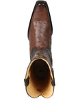 El General Men's Exotic Ostrich Leather Cowboy Boots - Brown 45076