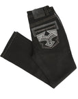 Centenario Men's Black Denim with Gray Embroidered Details 45311