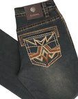 Centenario Men's Tinted Brown Denim with Embroidered Details 45316
