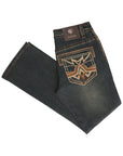 Centenario Men's Tinted Brown Denim with Embroidered Details 45316