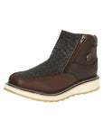 Sefeni Men’s Double Zipper Shoe Crazy Leather -Choco 45395