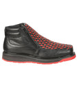 El General Men’s Ankle Boots with Zipper - Black/Red Petatillo Leather 45402