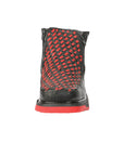 El General Men’s Ankle Boots with Zipper - Black/Red Petatillo Leather 45402