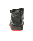 El General Men’s Ankle Boots with Zipper - Black/Red Petatillo Leather 45402