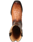 El General Men's Exotic Ostrich Leather Cowboy Boots - Cognac 45517
