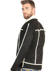 El General Men’s Black Suede Sherpa-Lined Jacket 45633