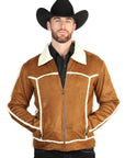 El General Men’s Tan Suede Sherpa-Lined Jacket 45634