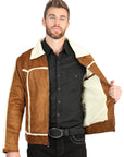 El General Men’s Tan Suede Sherpa-Lined Jacket 45634