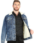 El General Men’s Light Blue Denim Sherpa-Lined Jacket 45639