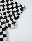 Checker Ribbed Knit Crewneck T-Shirt
