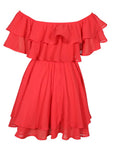 Chiffon Off The Shoulder Ruffle Layered Shirred Nimi Dress