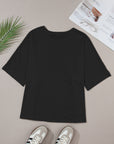 MAMA Chenille Patched Crew Neck Top