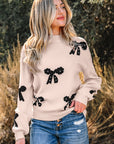 Eleanor Bow Pattern Loose Sweater