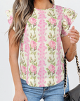Floral Layered Ruffle Sleeve Top