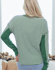 Stripe Thermal Knit Drop Shoulder Top