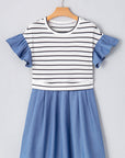 Danna Stripe Ruffle Denim Dress