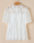 Maliyah Scalloped Floral Lace Peplum Blouse