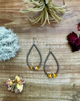 3 mm sterling silver pearls earrings teardrop with yellow amber