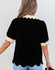 Clare Collared V Neck Puff Sleeve Blouse