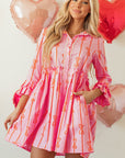 Heidi Bowknot Striped Shirt Dress