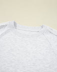 Peyton Lace Patchwork Raglan Sleeve Crew Neck Sweatshirt