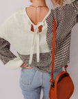 Colorblock Tie-Back Drop Shoulder Sweater