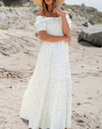 Robin Frilly Shirred Bodice Tiered Floral Maxi Dress