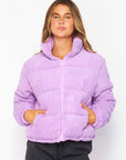 Lavender Corduroy Puffer Jacket