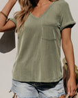 Corded Short Sleeve V-Neck Top