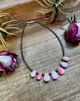 14" Pink Conch Petal Choker – 3mm Sterling Silver Pearls