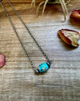 16 inch long necklace with saucer Sterling Silver Pearls and turquoise Variscite