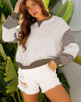 Stripe Colorblock Drop Shoulder Sweatshirt