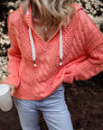 Sariah Cable Knit Drawstring Hooded Sweater
