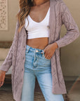 Solid Openwork Knit Button-Up Cardigan