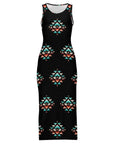 Southwestern Aztec Sleeveless Bodycon Side Slit Western Maxi Dress