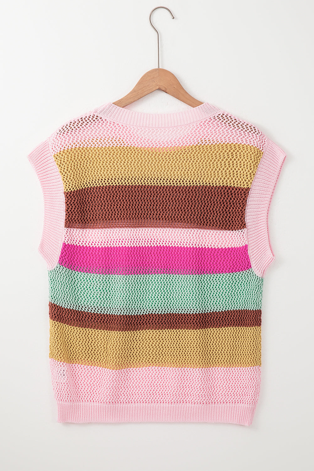 Jamie Stripe Crochet Cap Sleeve Loose Fit Sweater Top