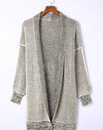 Plaid Open Front Long Cardigan