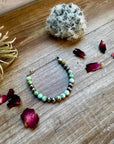 6 mm sterling silver pearls bracelet with maya jade natural