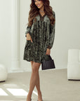 Velvet Long Sleeve V-Neck Side Pocket Dress