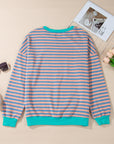 Elliana Stripe Crossed Stitch Drop Shoulder Sweatshirt